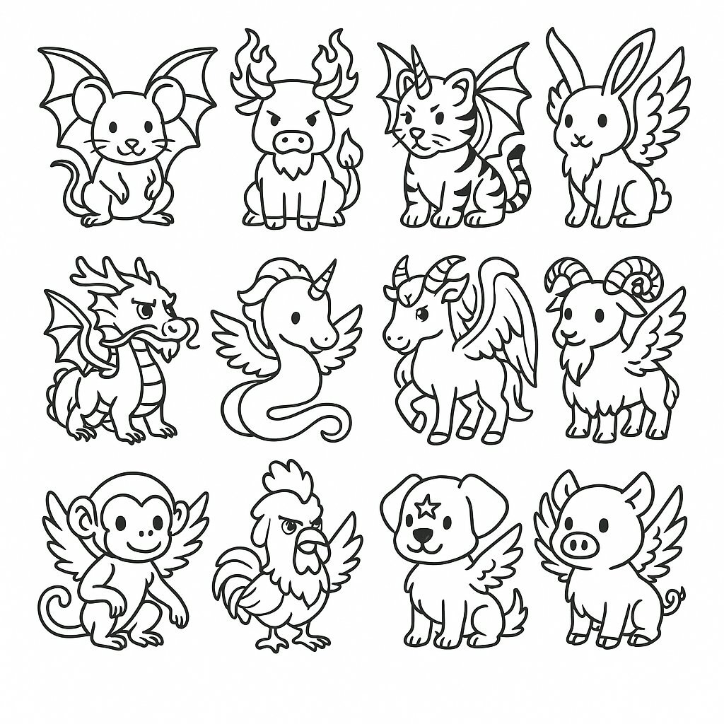 Mythological Zodiac Coloring