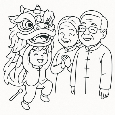 Cutest Lunar New Year Greeting Coloring Pages for Kids 2026