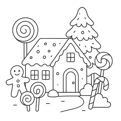 Gingerbread House Coloring Pages for Kids 2026 – PDF