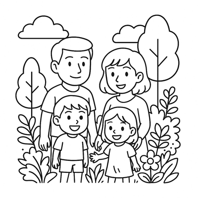 Happy Family Coloring Pages for Kids 2026 – Free PDF Download
