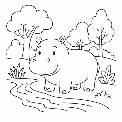 Hippo Coloring Pages for Kids 2026 – Free Images &amp; PDF