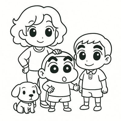 Shin Family Coloring Pages for Kids 2026 – Free PDF Download
