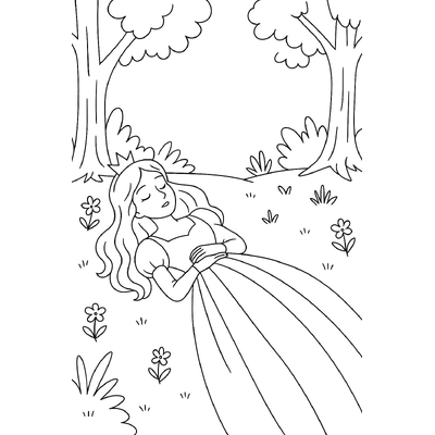 Sleeping Princess in the Forest Coloring Pages for Kids 2026 – Easy PDF Download