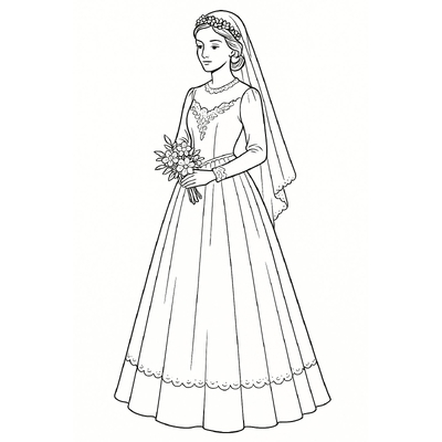 Wedding Dress Coloring Pages for Kids 2026