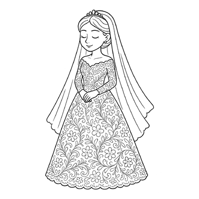 Wedding Dress Coloring Pages for Kids 2026