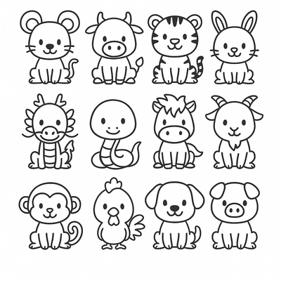 Zodiac Animals Coloring Pages for Kids 2026