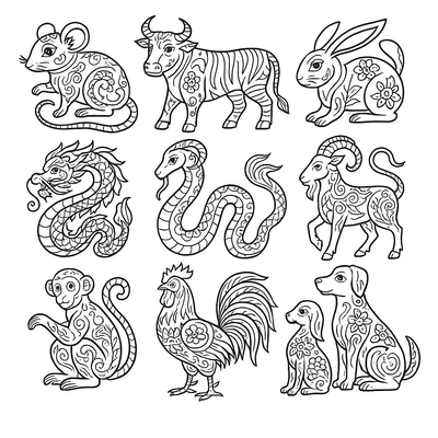 Zodiac Animals Coloring Pages for Kids 2026