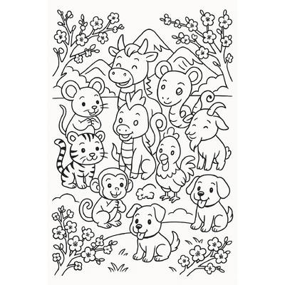 Zodiac Animals Coloring Pages for Kids 2026