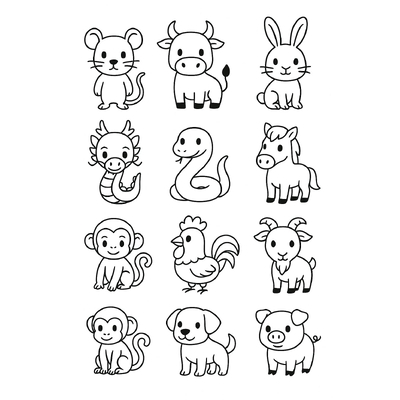 Zodiac Animals Coloring Pages for Kids 2026