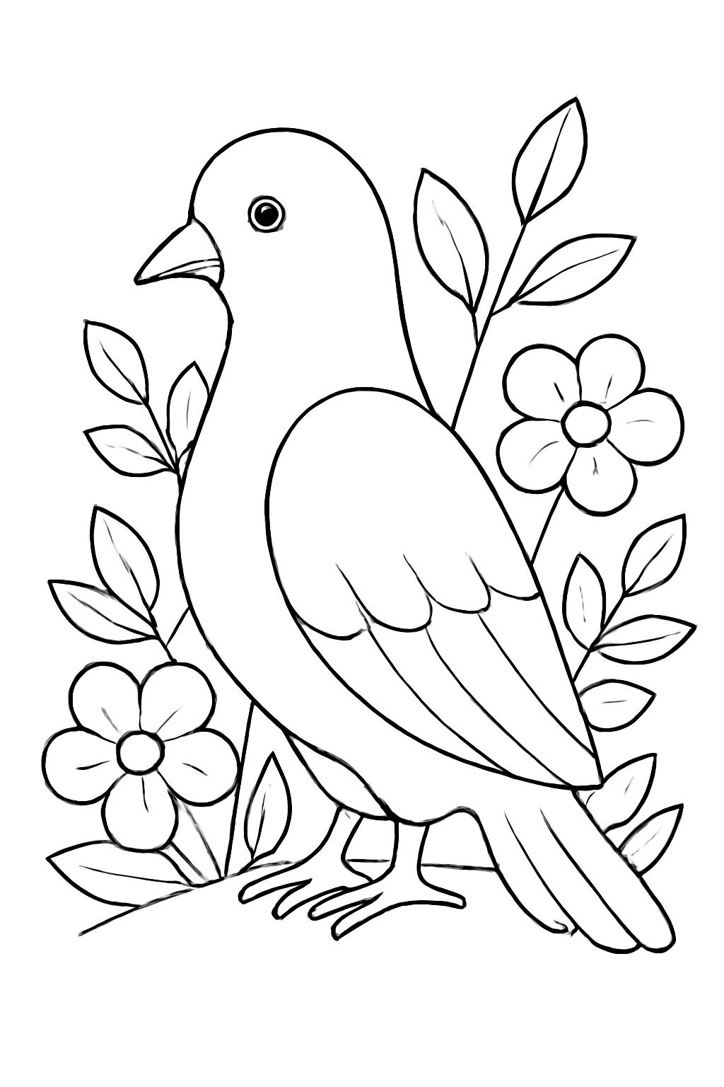 Pigeon in a Flower Garden