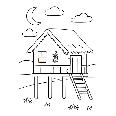 Stilt House Coloring Pages for Kids 2026 – Free PDF Download