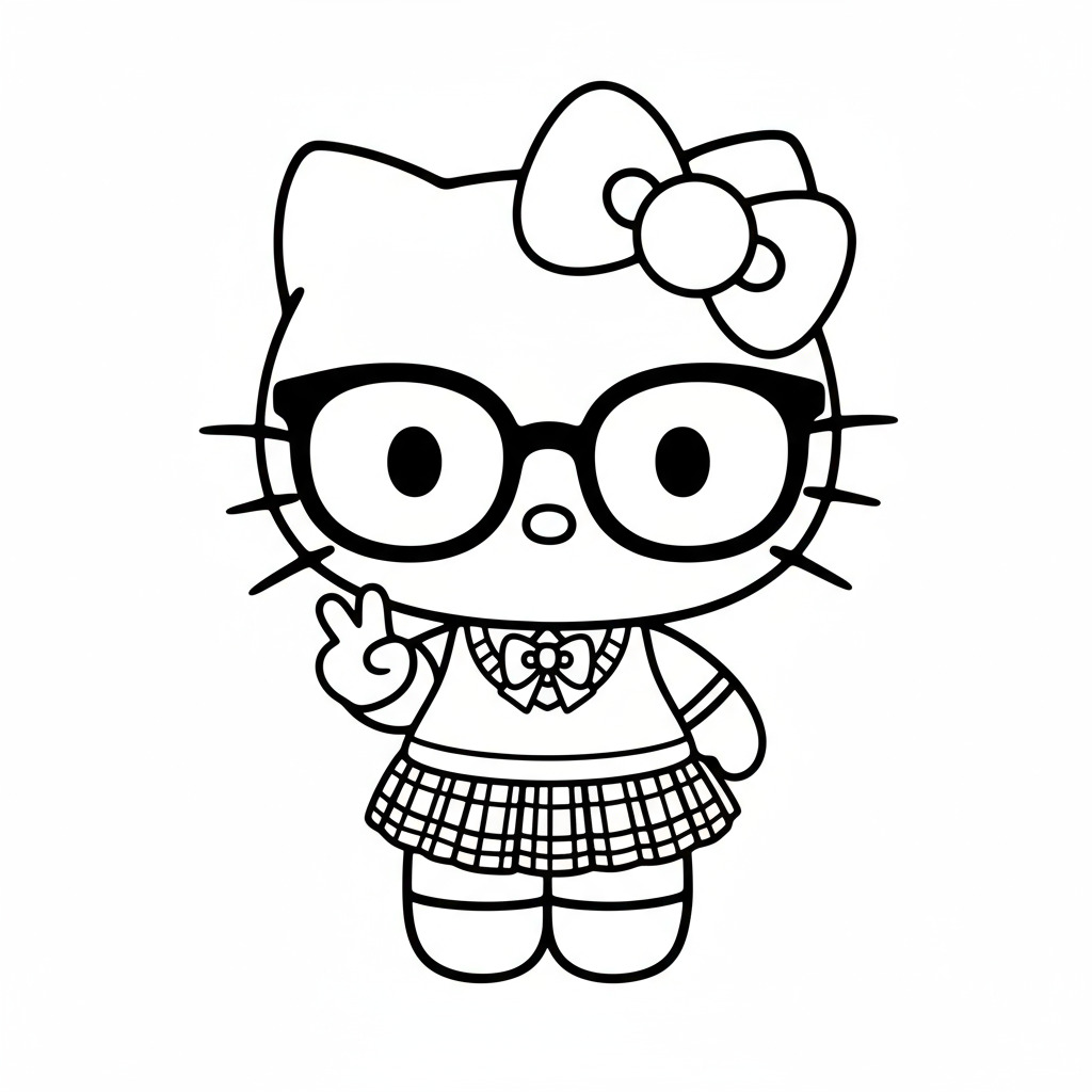 Hello Kitty wears fashion glasses