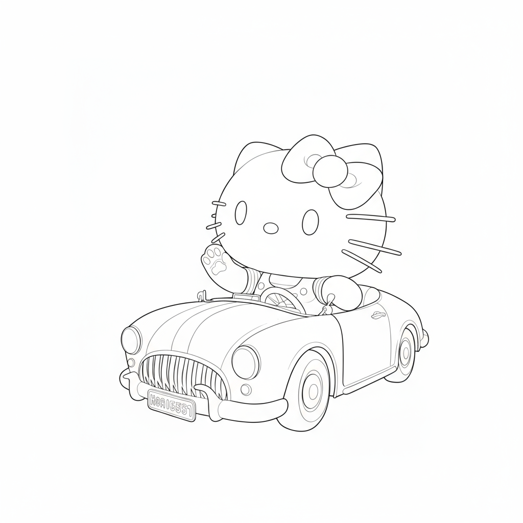 Hello Kitty drives a scooter