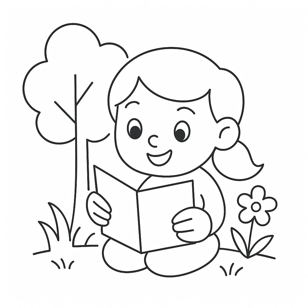 Kid Reading Coloring Pages 2026