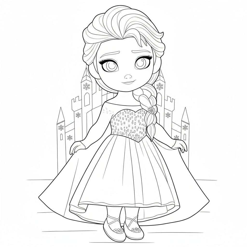 Sparkling Elsa Princess Coloring Pages for Kids 17