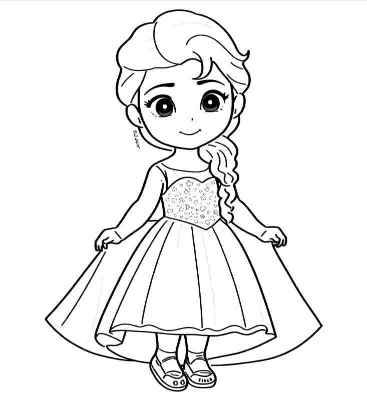 Sparkling Elsa Princess Coloring Pages for Kids 17