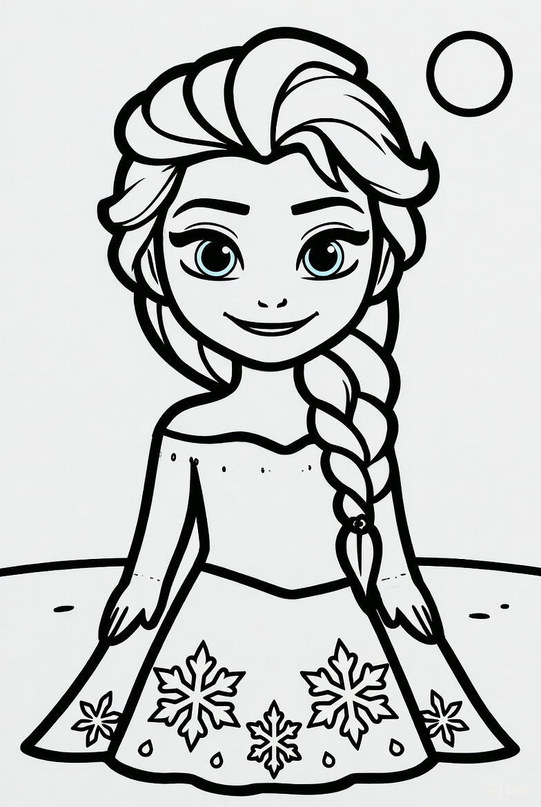 Sparkling Elsa Princess Coloring Pages for Kids 17