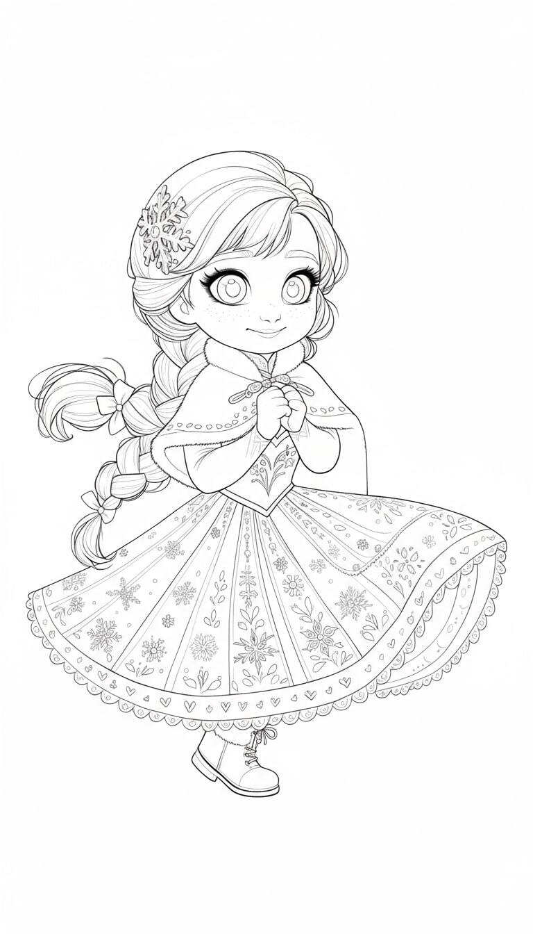 Sparkling Elsa Princess Coloring Pages for Kids 17