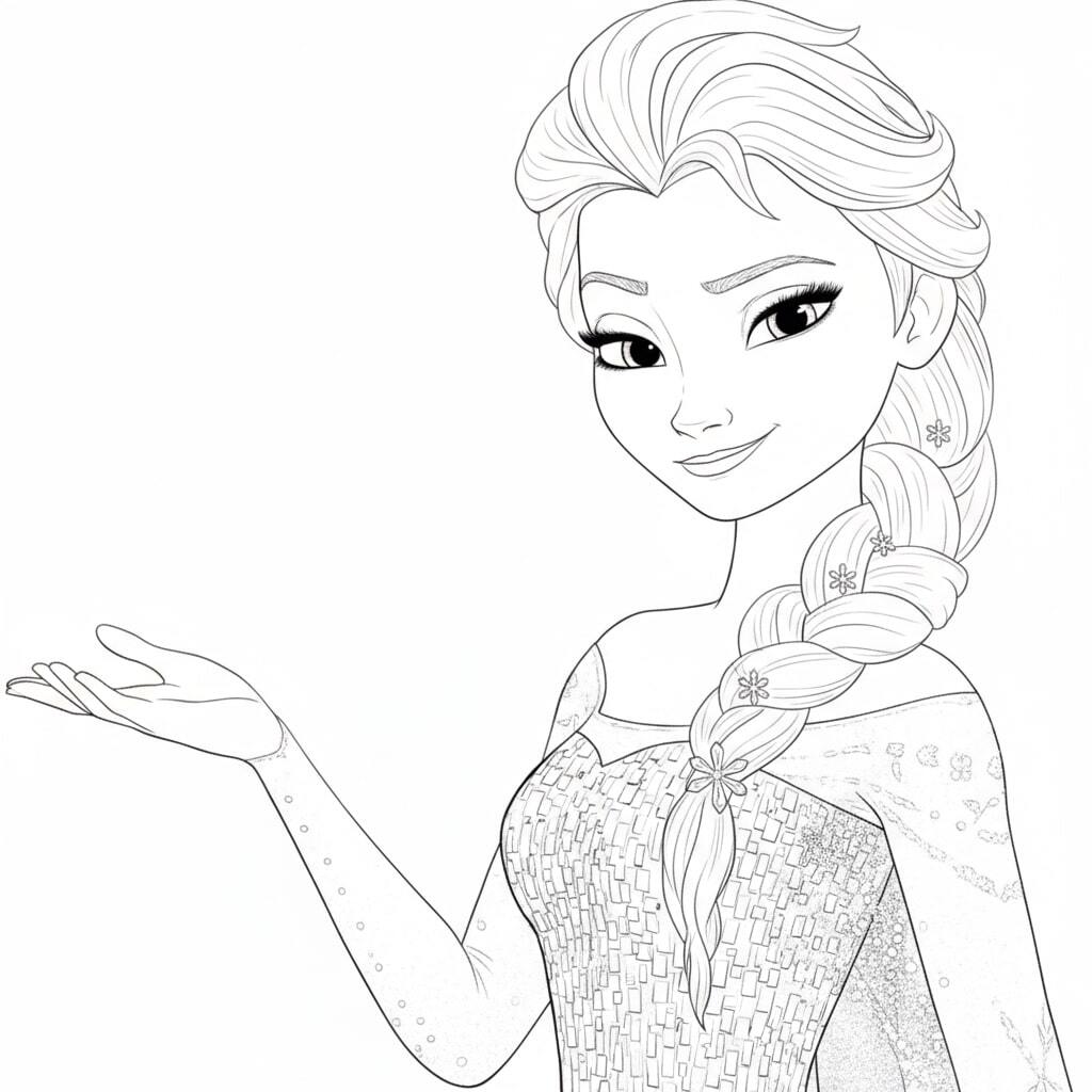 Sparkling Elsa Princess Coloring Pages for Kids