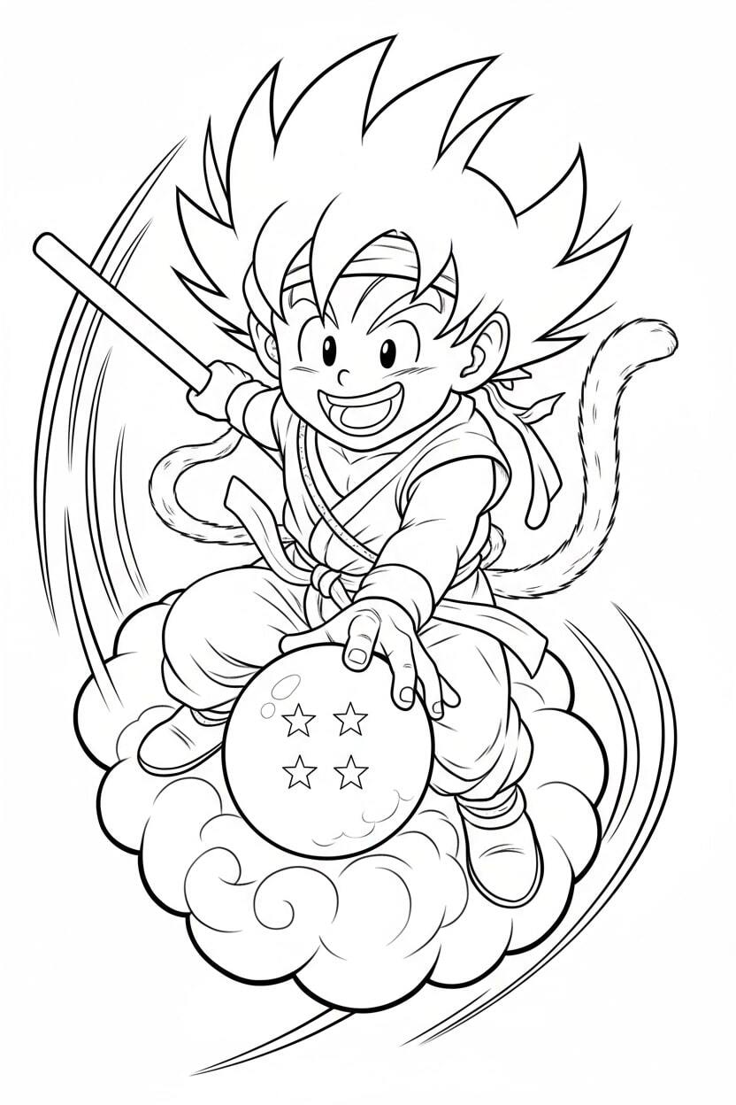Songoku Holding the Seven-Star Dragon Ball