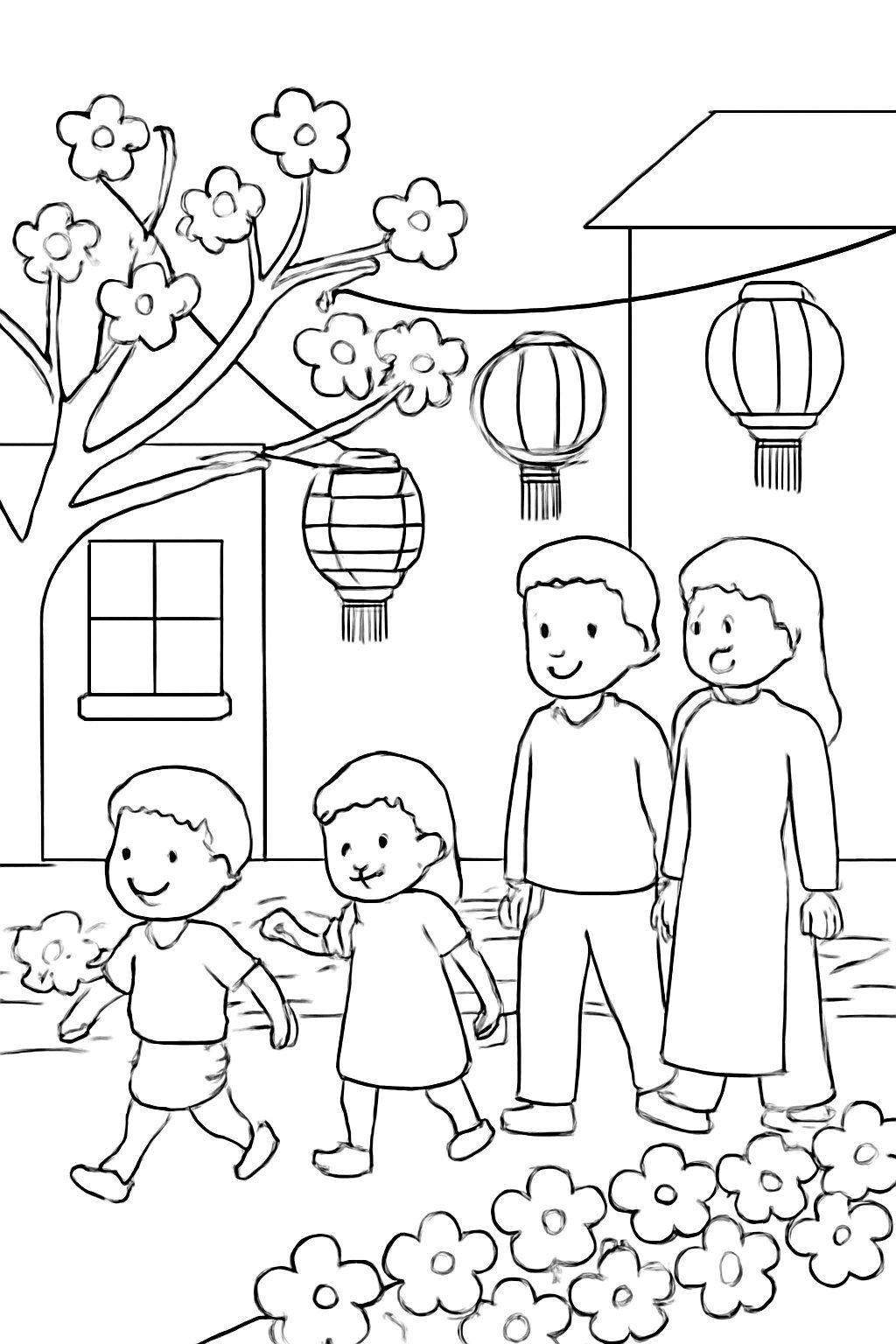 Tet and Spring Festival Coloring Pages 2026 – PDF for Kids