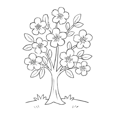 Flowering Trees Coloring Pages 2026 – PDF for Kids