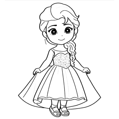 Sparkling Elsa Princess Coloring Pages for Kids