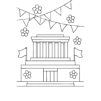 Wide Coloring Pages of Ho Chi Minh Mausoleum for Kids – Beautiful 2026