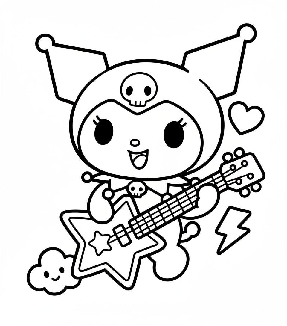 Adorable Kuromi Coloring Pages for Girls