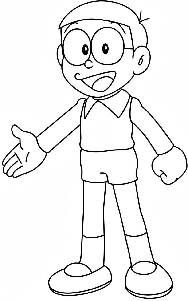 Nobita Greets with a Bright Smile