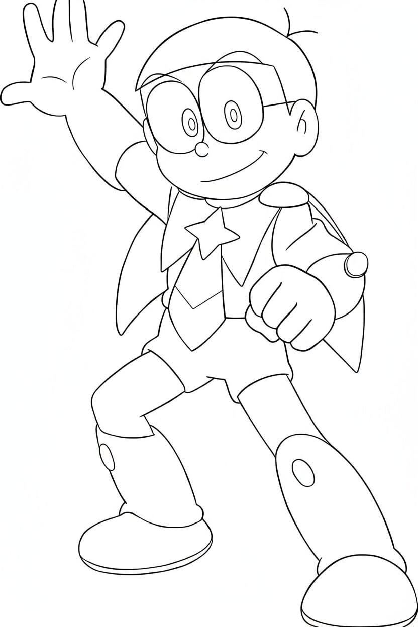 Nobita Raises His Hand Looking Cool