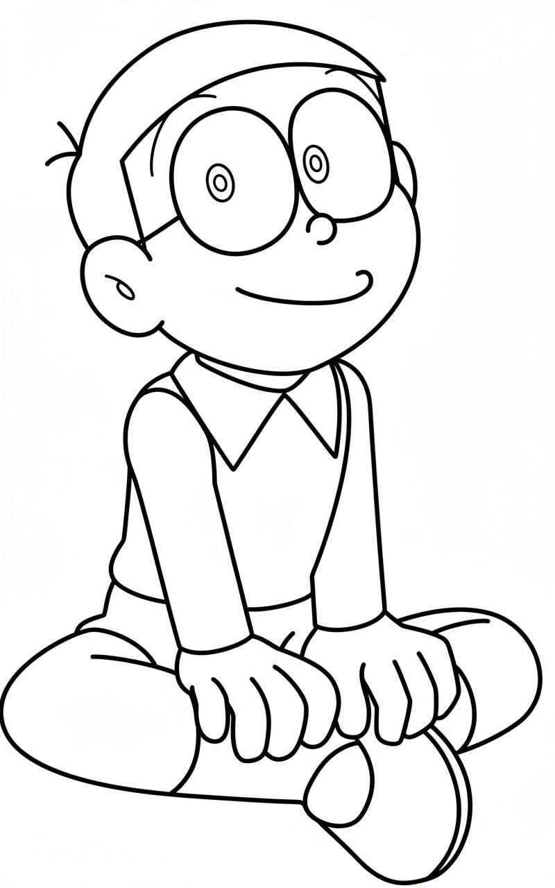 Nobita Sitting Cross-Legged