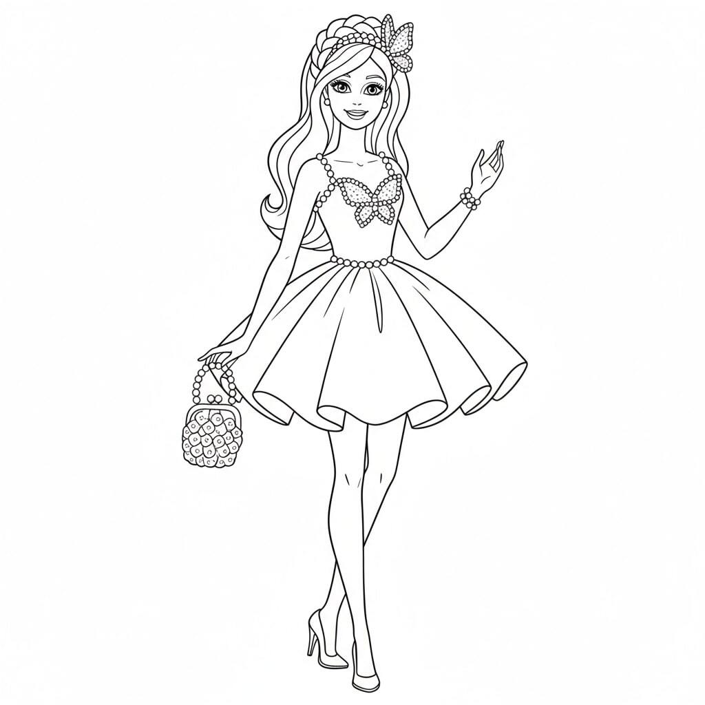 Barbie Wearing a Modern Short Dress and Carrying a Cute Purse