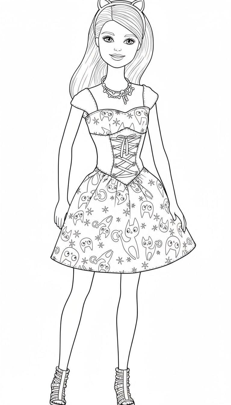 Barbie the fashion model in a floral dress