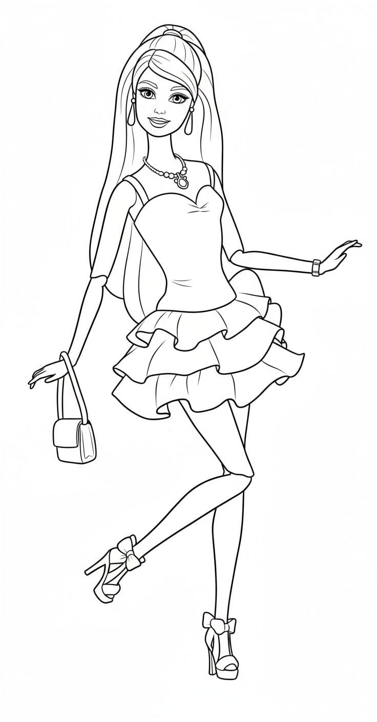 Barbie posing in a cute two-layer dress