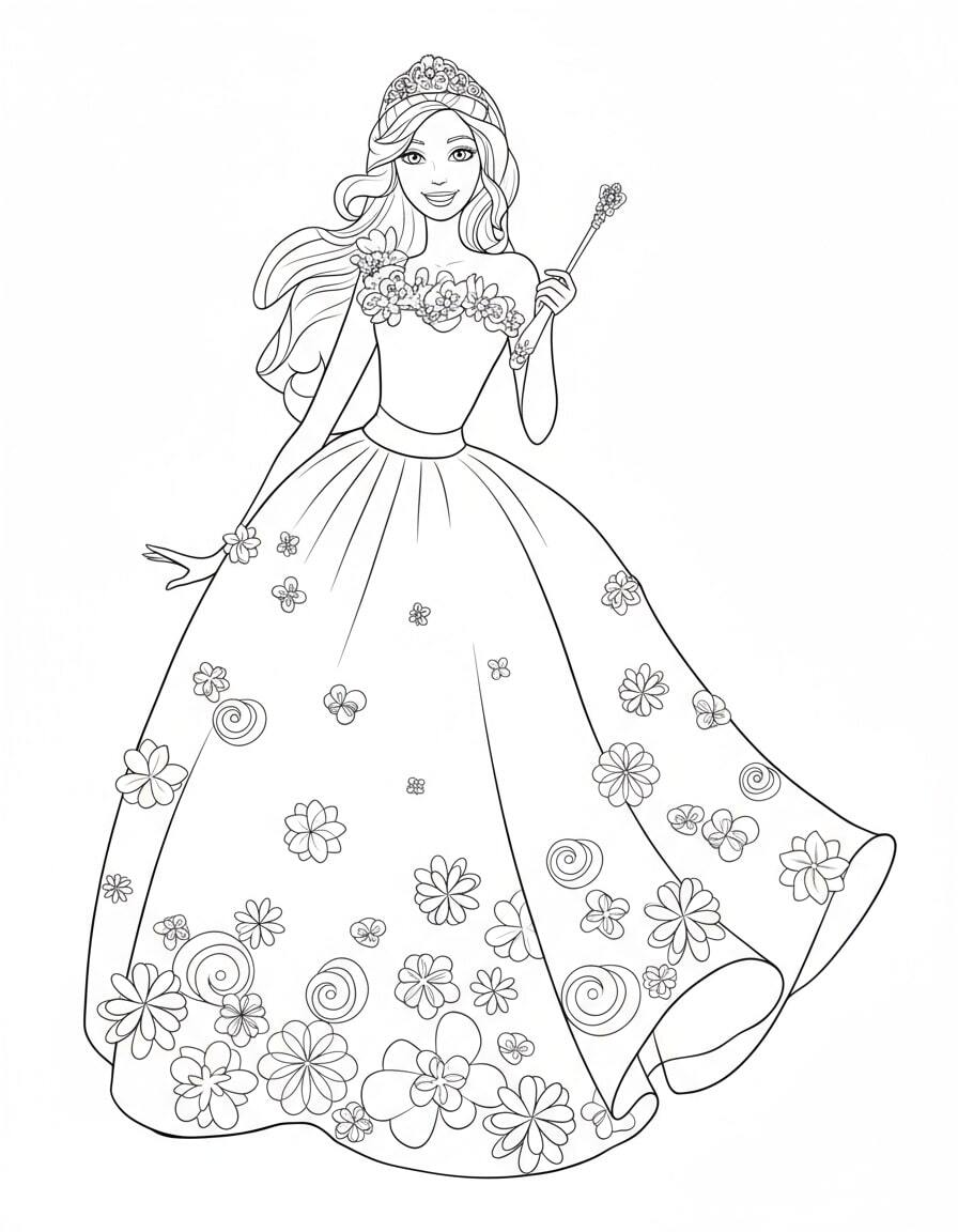Barbie in a Royal Floral Dress