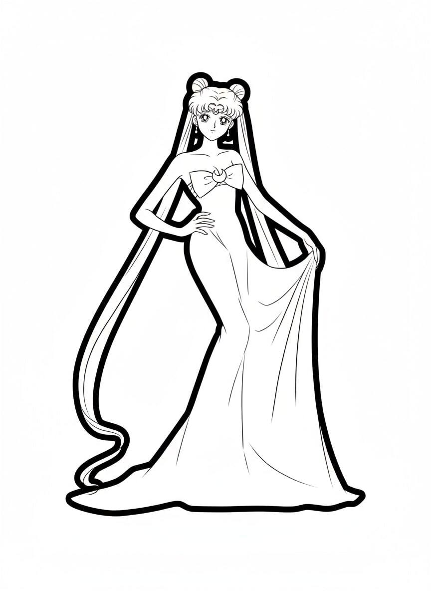 Crystal Moon Princess in a pure white long gown