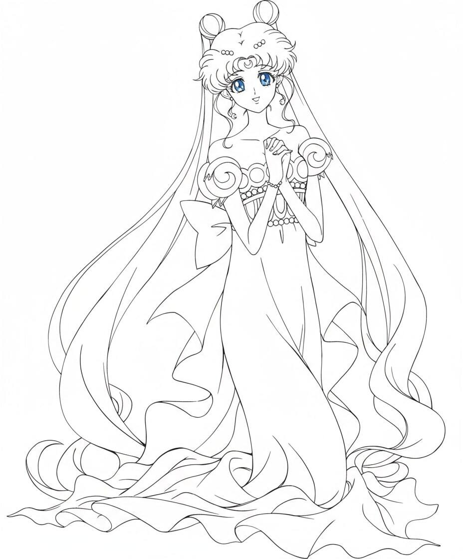 Princess Crystal Moon with Her Hair Down Sitting on the Moon