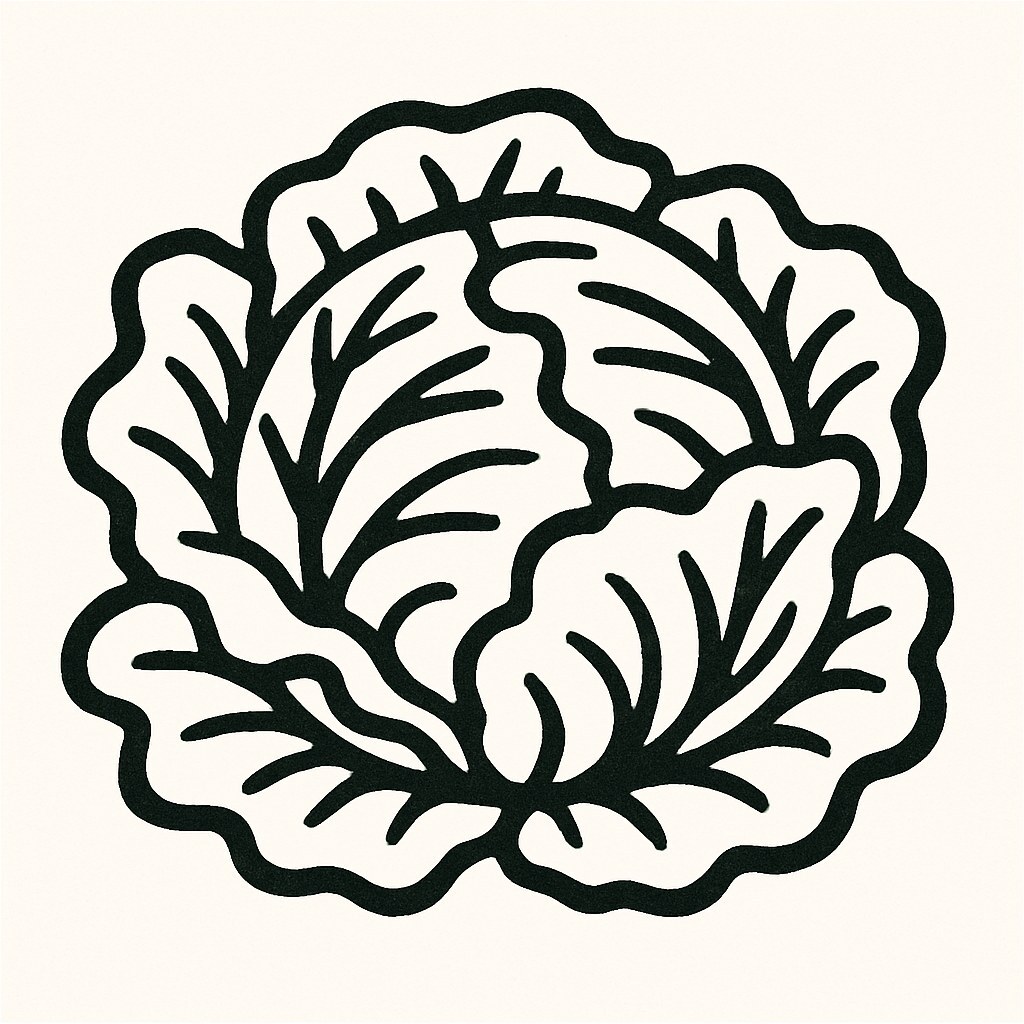 Cabbage in Folk Art Style