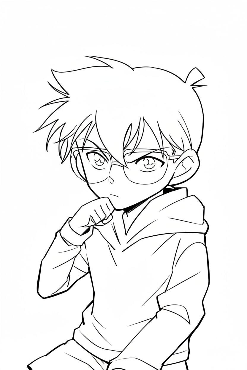 Conan adjusts his stylish jacket