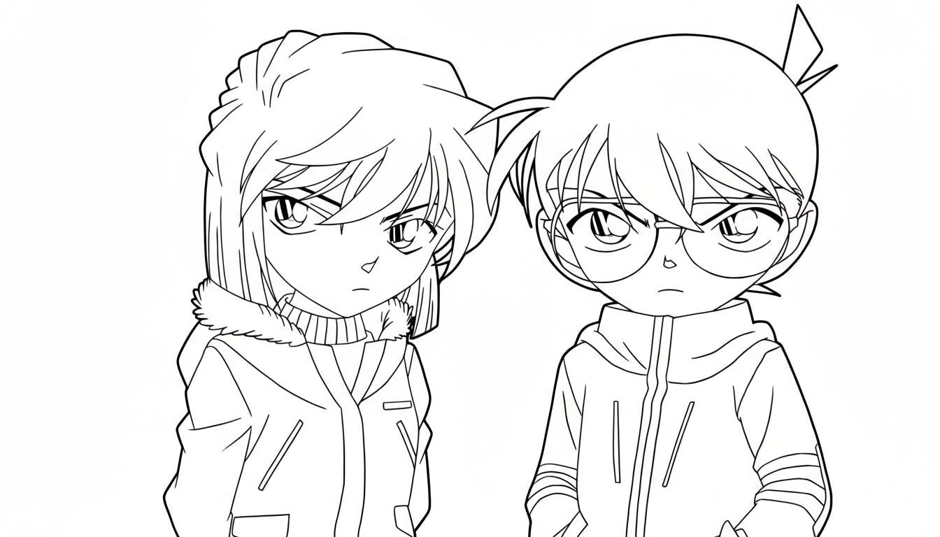 Haibara and Conan standing next to each other