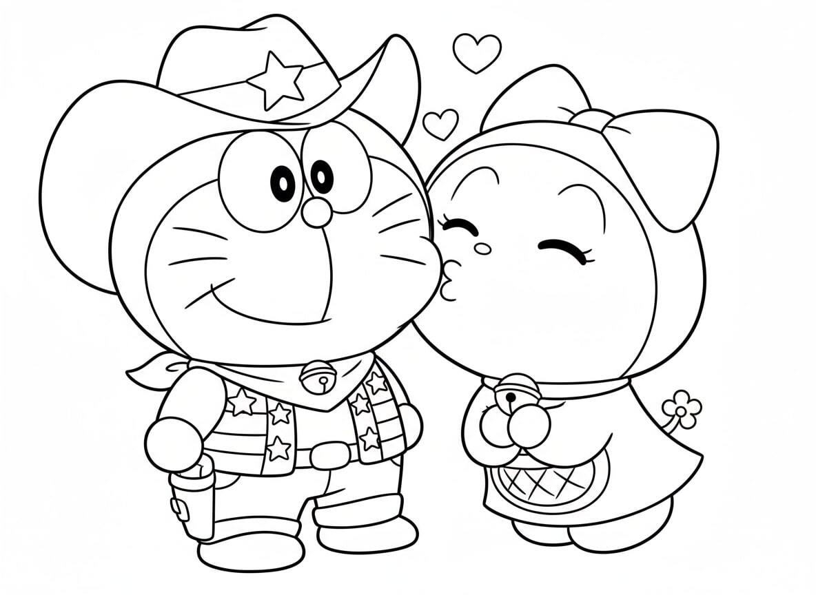 Dorami and Doraemon Are Being Affectionate