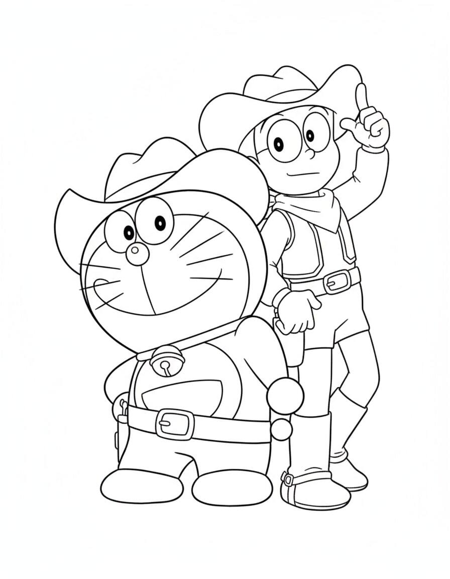 Doraemon and Nobita Wear Cute Sailor Hats