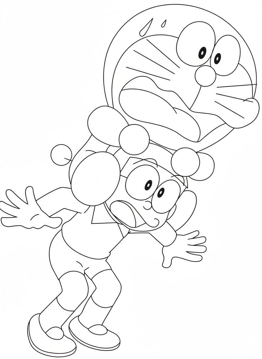 Nobita Carries Doraemon, Sweating