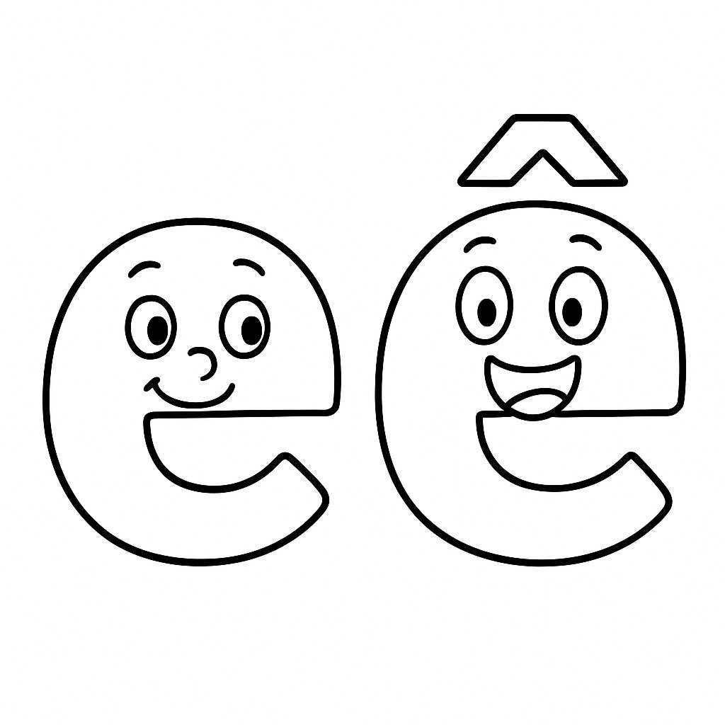 Cartoon Letters e and ê
