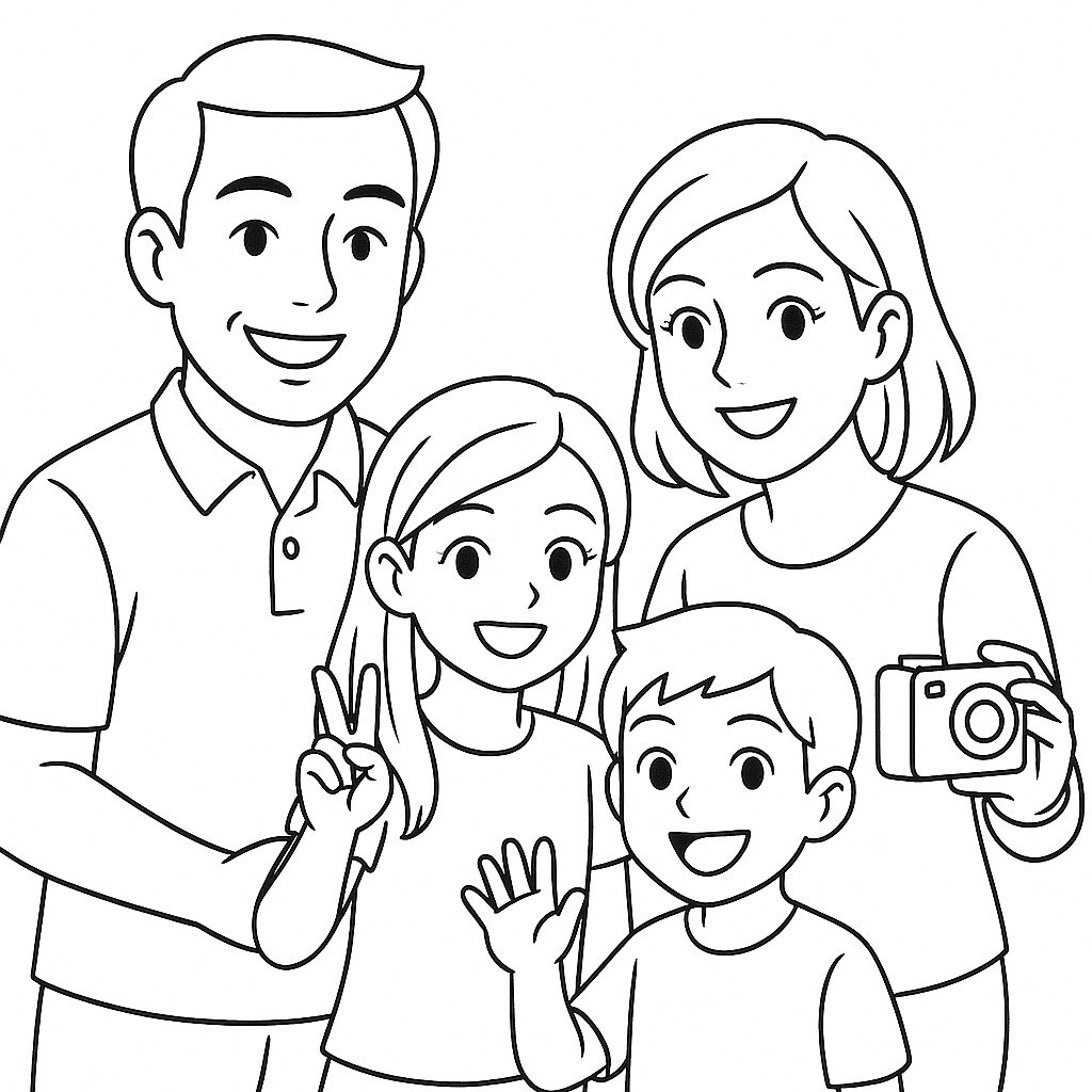 Family Taking a Commemorative Photo