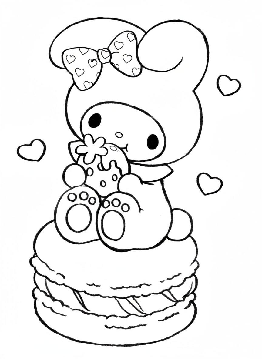 My Melody Sitting on a Birthday Cake