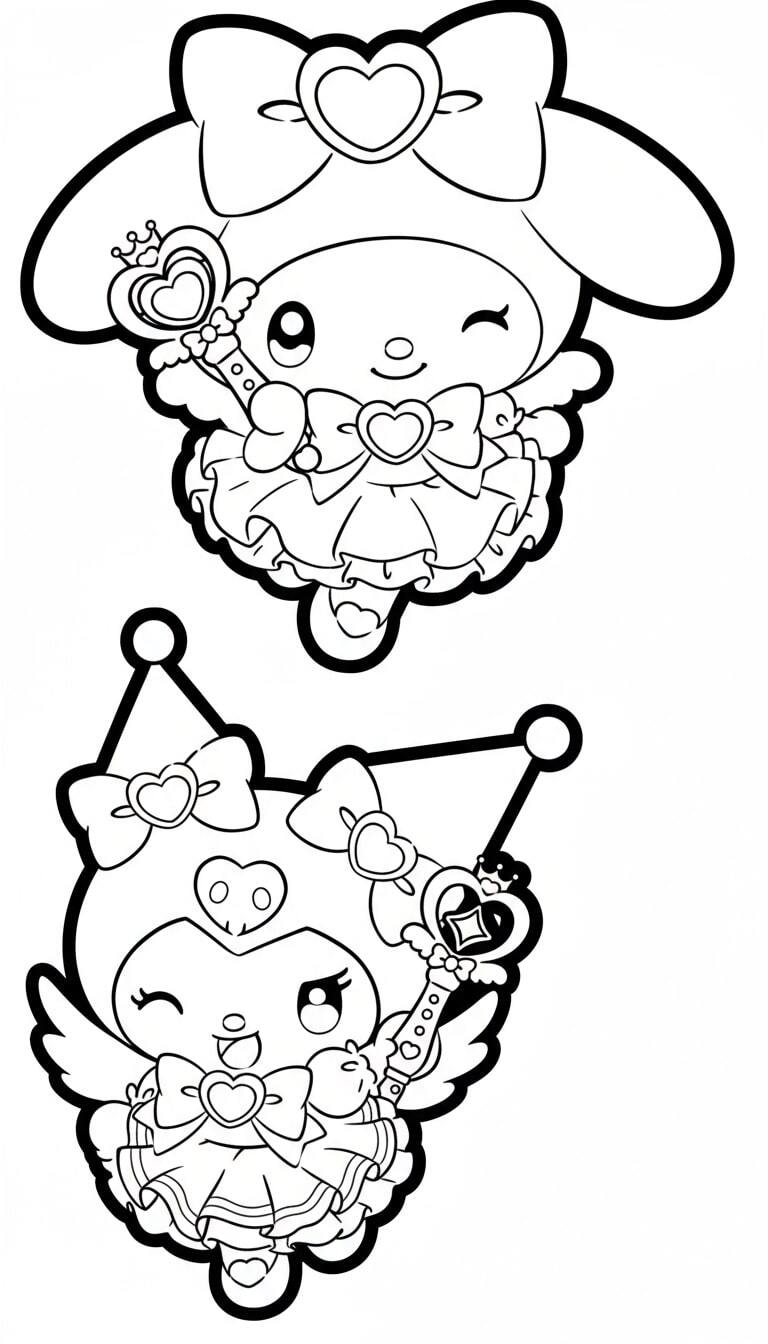 My Melody and her friend Kuromi playing together