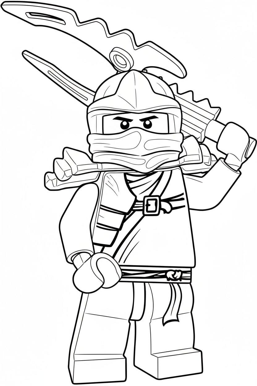 Ninjago Lloyd wearing a golden helmet and holding a sword