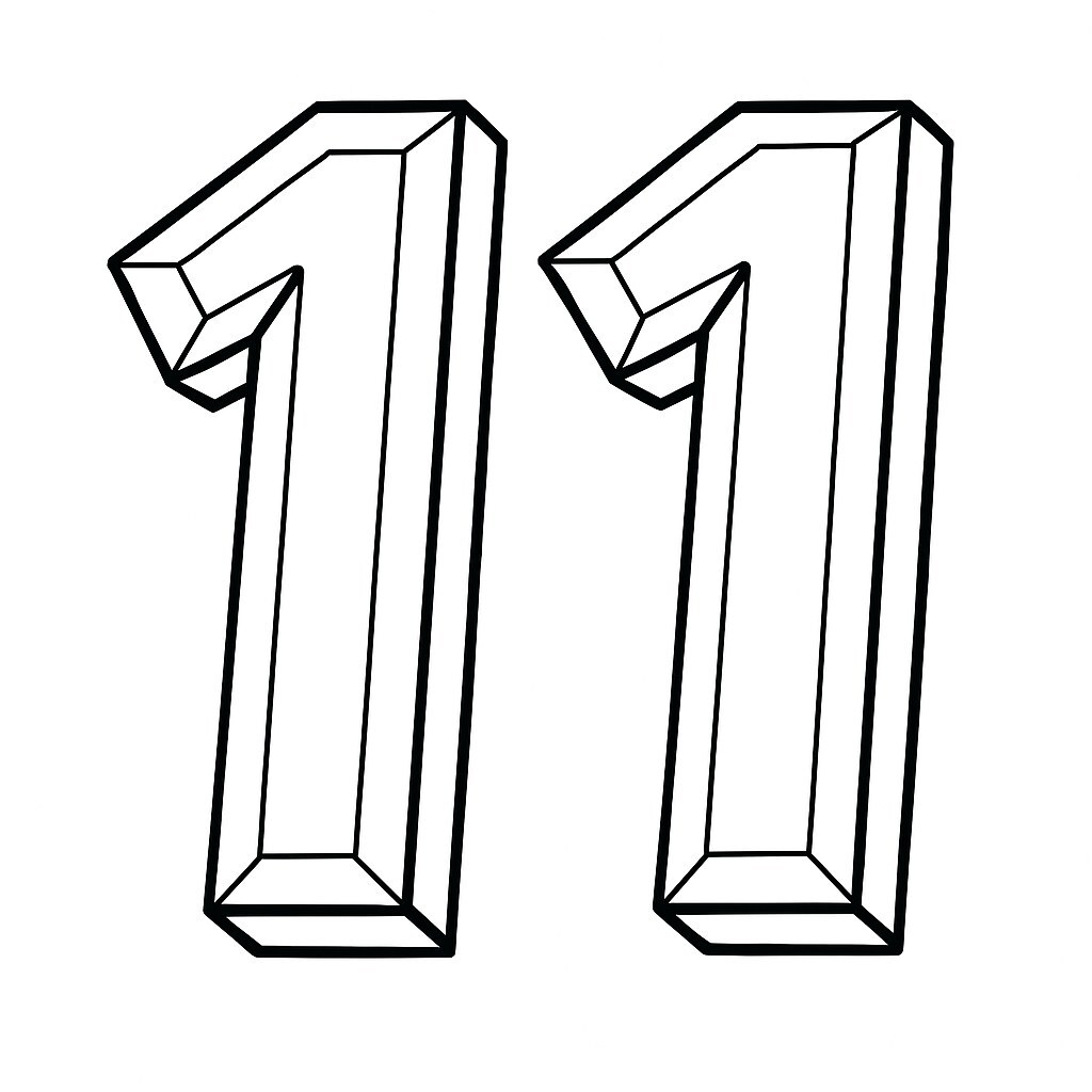 3D Metallic Number 11